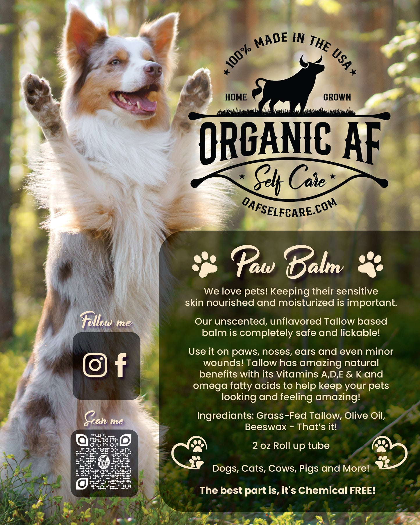 Tallow Pet Paw Balm - 2oz